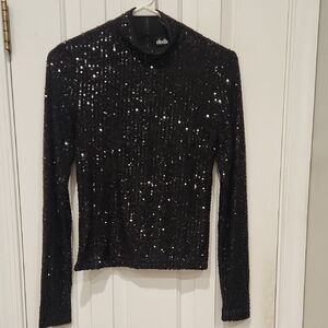 Elodie Black Sequin Long Sleeve Top